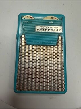 Universal Portable 6-Transistor Radio in Teal and Silver